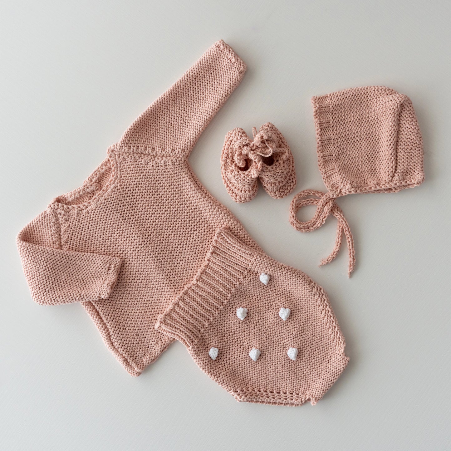 Conjunto Bodoque Rosa Empolvado y Blanco