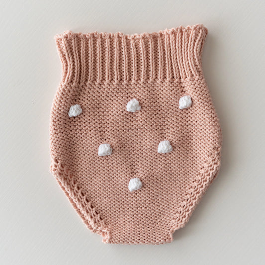 Cubrepañal Bodoque Rosa Empolvado y Blanco