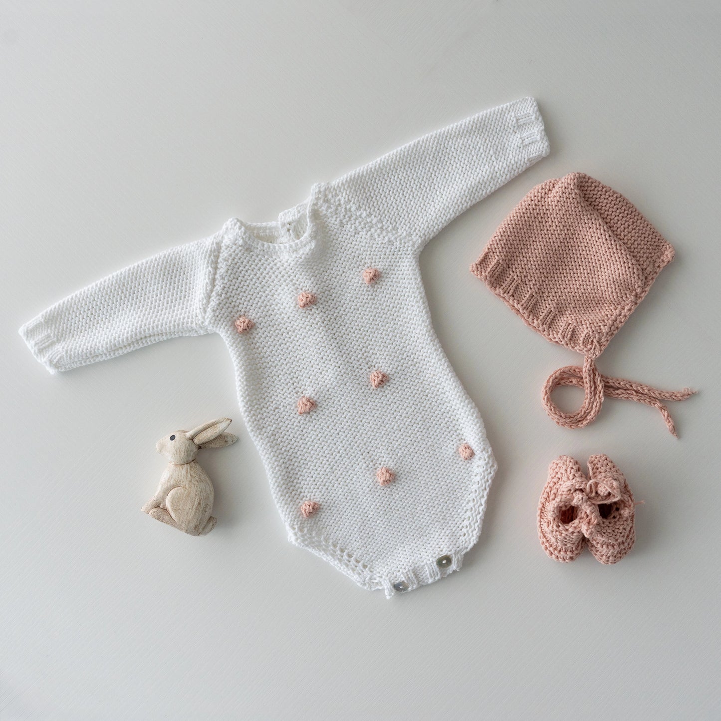 Pelele Bodoque Blanco y Rosa Empolvado